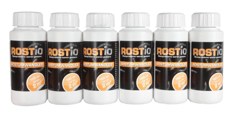 Rostio Rostumwandler & Grundierung | Rostkonverter mit Pinsel 100 ml, Größe: 6 Flaschen von Rostio