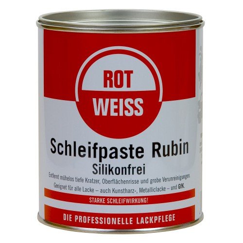 Rotweiss 1 Stück Schleifpaste Rubin 750ml Schleif Auto Politur Lack polieren KFZ von ROT WEISS