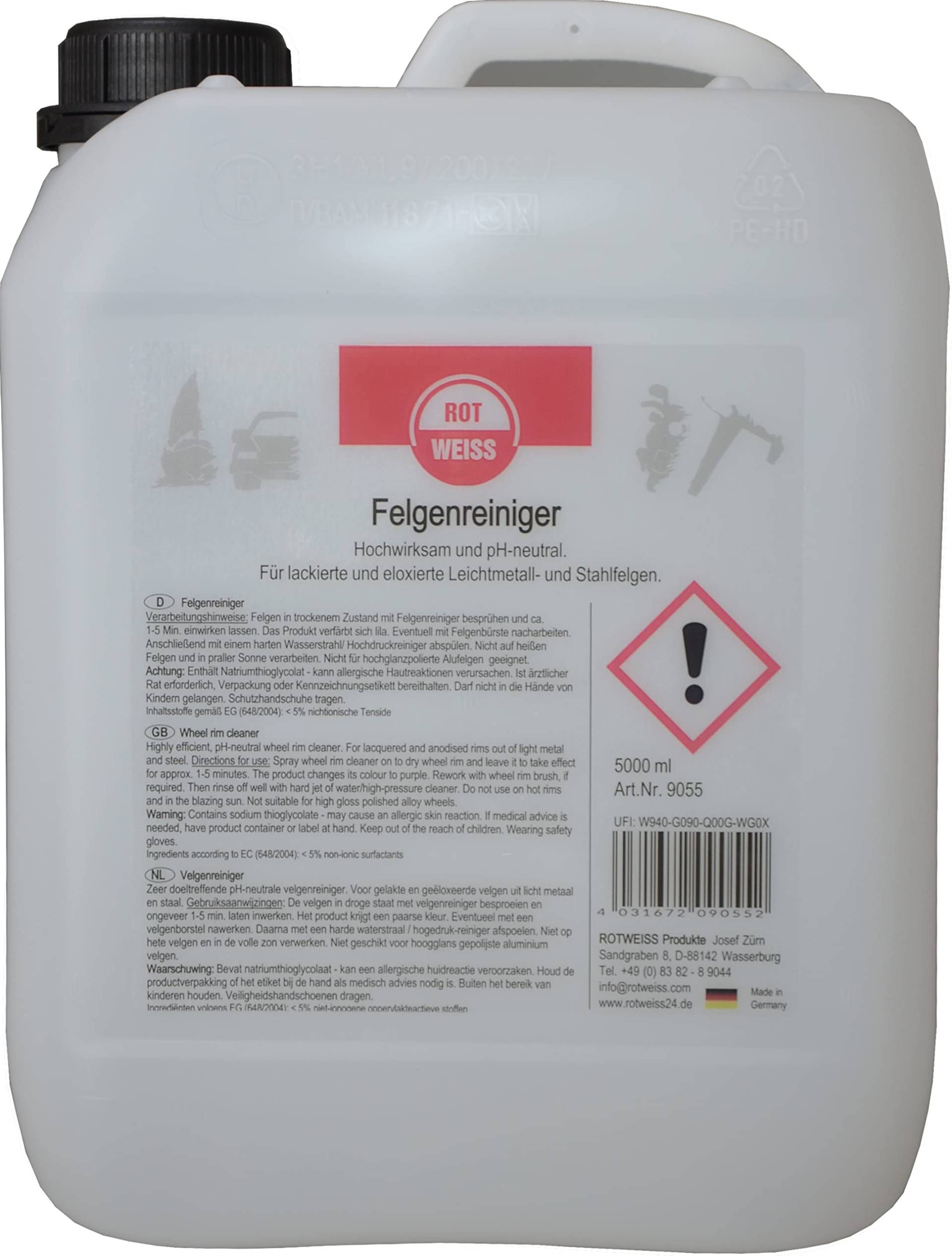 ROT WEISS 9055 Felgenreiniger pH-neutral 5 L von ROT WEISS