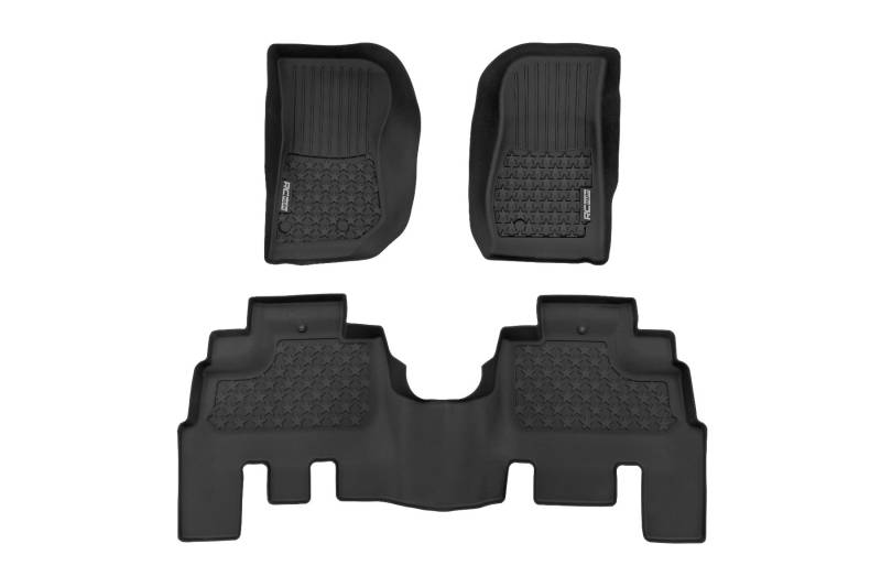 Rough Country Flex-Fit Allwetter Fußmatten für Jeep Wrangler Unlimited (2014-2018) 4-Türer - rutschfeste TPE Gummimatte Wasserdicht Vorne & Hinten Set von Rough Country