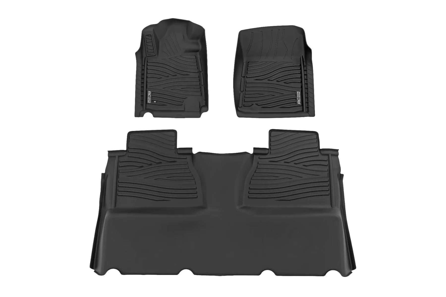 Rough Country Flex-Fit Allwetter Fußmatten für Toyota Tundra (2014-2021) Double Cab - rutschfeste TPE Gummimatte Wasserdicht Vorne & Hinten Set von Rough Country