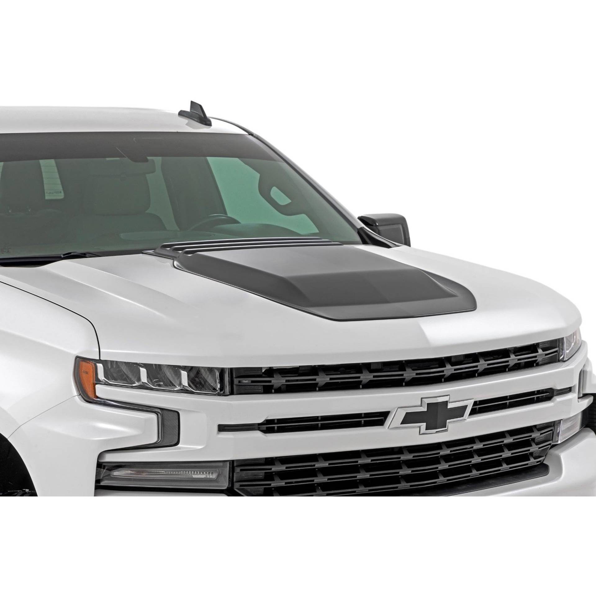 Rough Country Haubenschaufel für Chevy Silverado 1500 (2019–2024), flach, schwarz von Rough Country