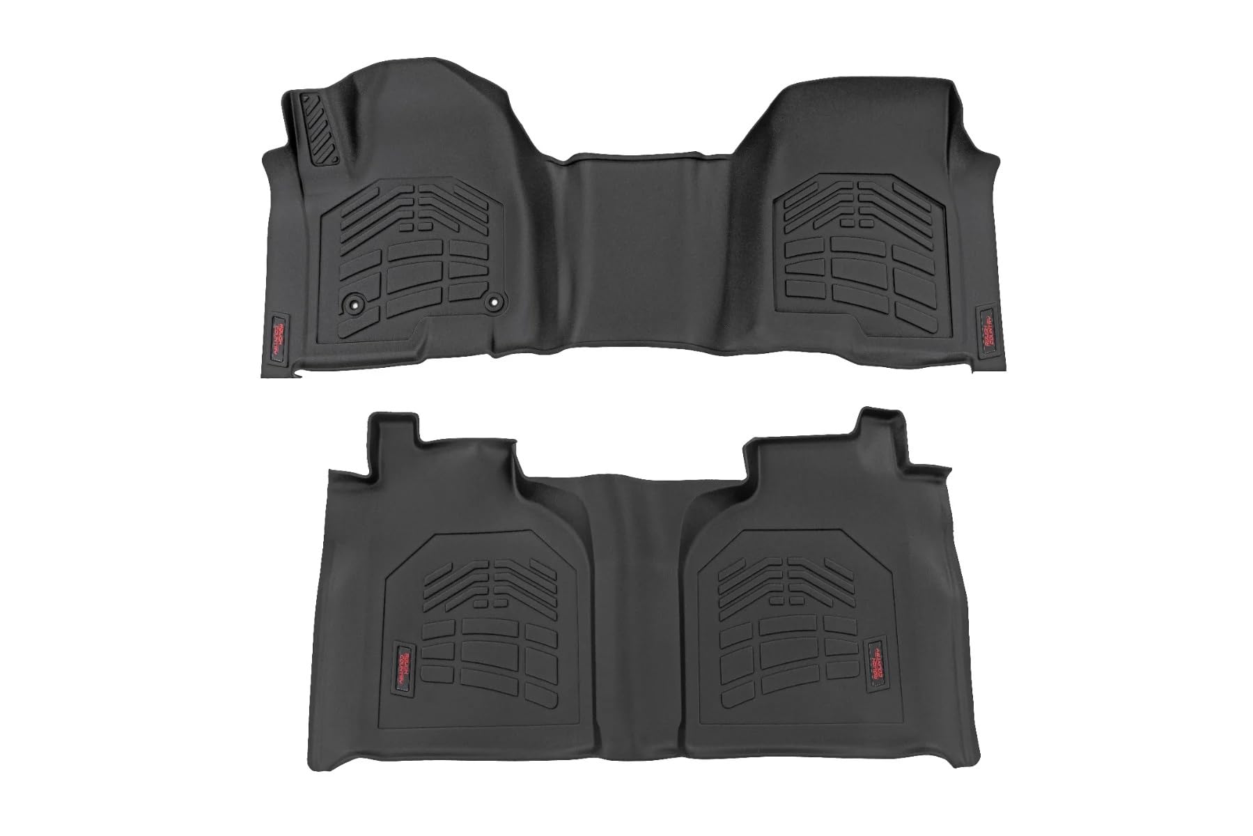 Rough Country Sure-Fit Fußmatten für Chevy Silverado/GMC Sierra 1500/2500HD/3500HD (2019-2025) Sitzbank - rutschfeste, wasserdichte, Flexible Gummimatte, vorne & hinten Set von Rough Country