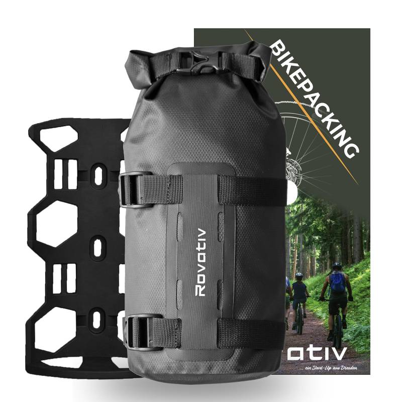 Rovativ® Bikepacking Gabeltasche mit Halterung [4,5 Liter] 100% Wasserdicht - Fahrrad Gabeltasche inkl. Dry Bag und Universalhalterung von Rovativ