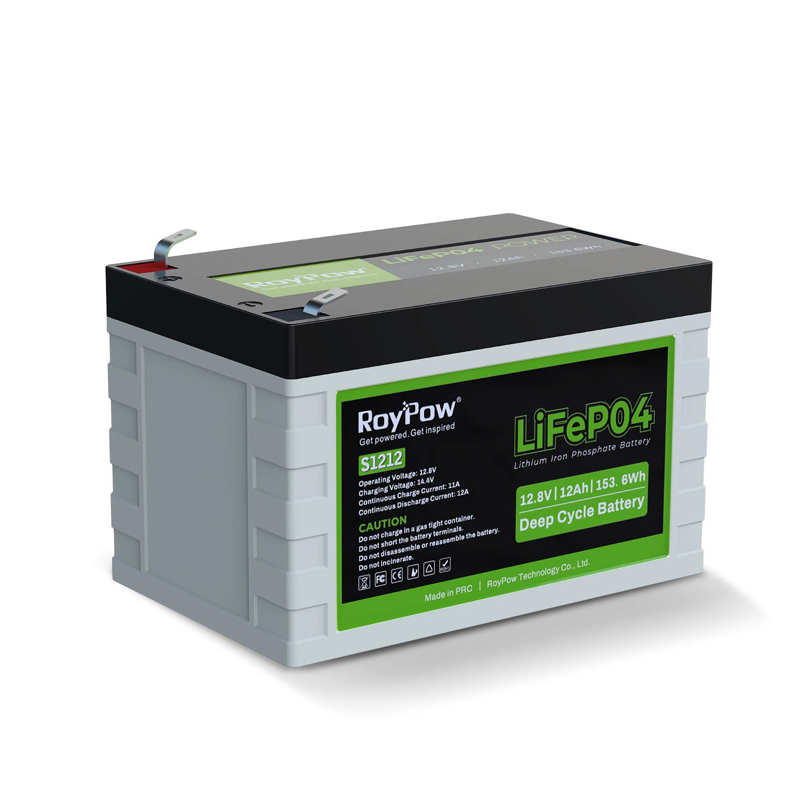 RoyPow 12V 12Ah LiFePO4 Lithium Eisenphosphat Batterie 3500 Zyklen wiederaufladbarer LiFePO4 Akku mit tiefem Zyklus FiOS Ersatz für SLA Batterie für RV/Wohnmobile, Kinderroller, Fischfinder von RoyPow