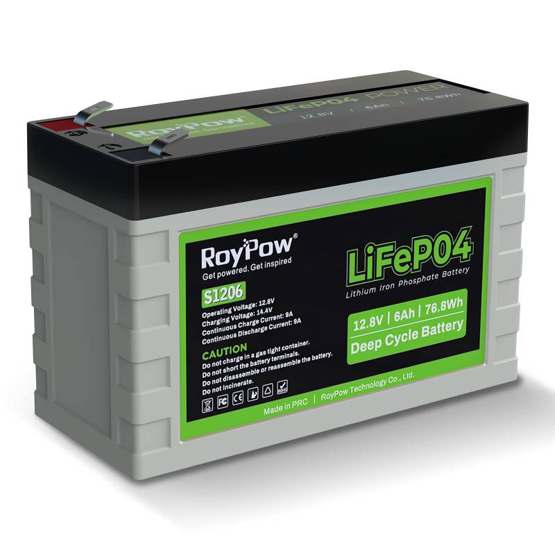 RoyPow LiFePO4 Deep Cycle Batterie - 6Ah 12V Wiederaufladbare Lithium Eisenphosphat Batterie von RoyPow