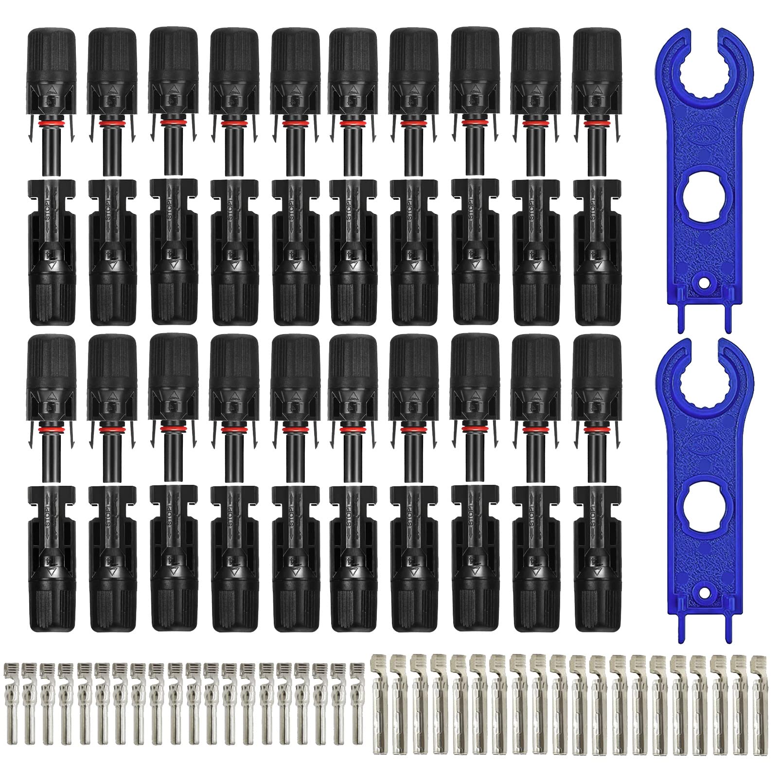 Royitay 20 Pairs Solar Plug Male/Female Solar Panel Connector Solar Plug for Photovoltaic Solar System/Solar Cable, PV Connector with 2,5mm² 4mm² 6mm² 1 Pair Wrench IP67 Waterproof von Royitay