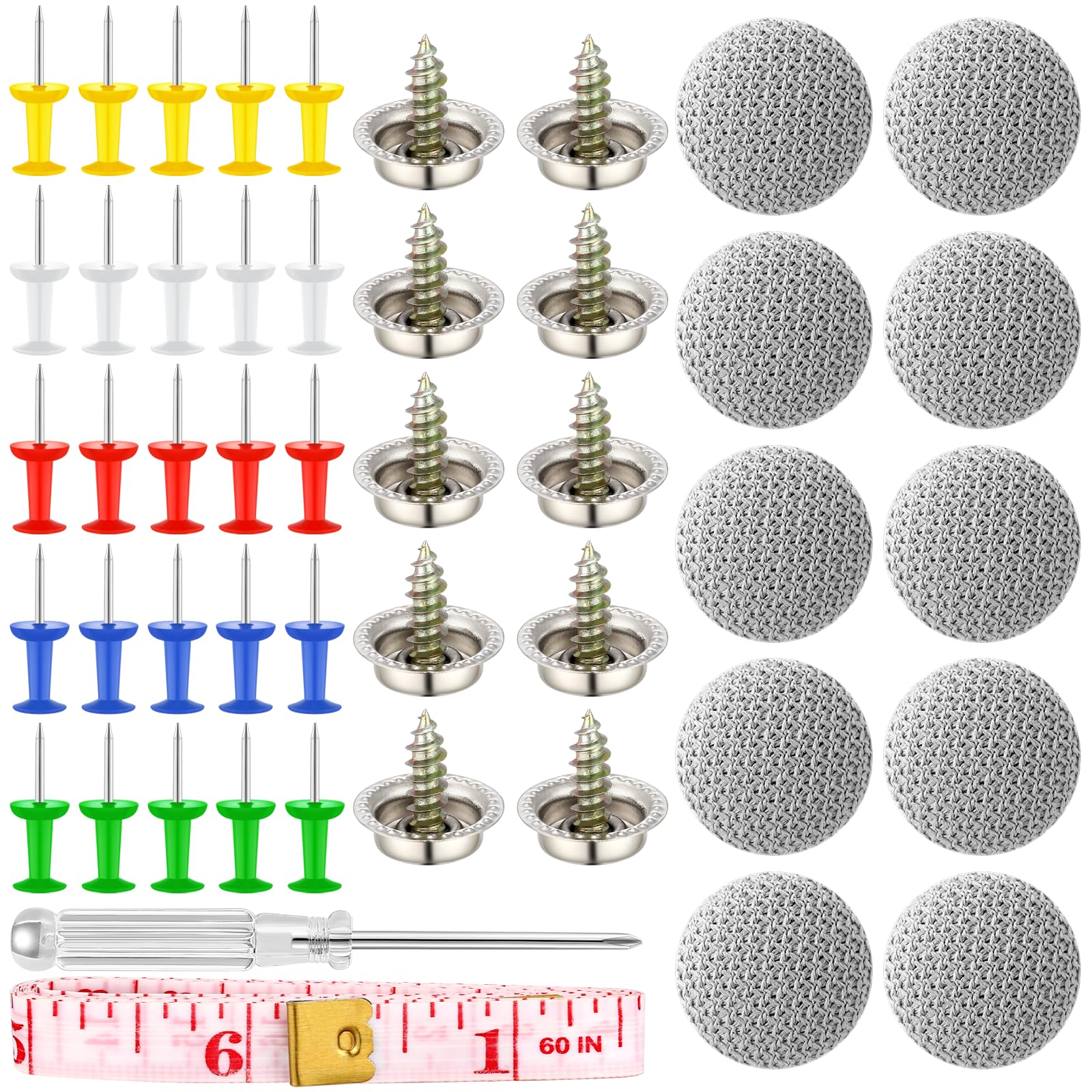 ROYOUZI 65 Stück Dachhimmel Reparatur Set, Auto Dachhimmel Reparatur Nieten, KFZ Dachhimmel Reparatur Nieten, mit Stecknadeln Schraubendreher Maßband für Alle Autos von Royouzi