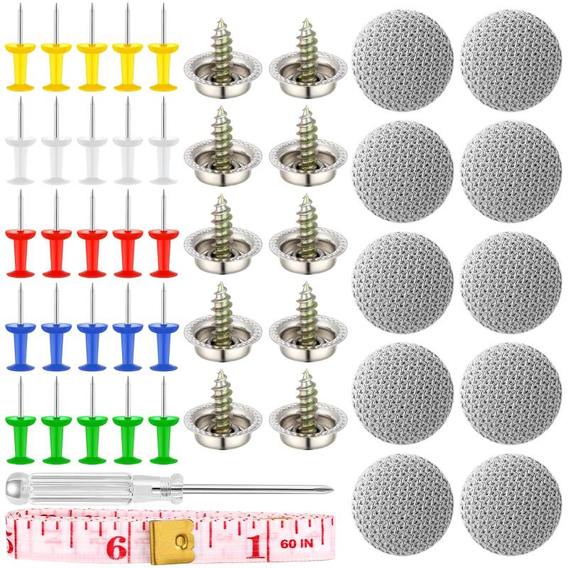ROYOUZI 65 Stück Dachhimmel Reparatur Set, Auto Dachhimmel Reparatur Nieten, KFZ Dachhimmel Reparatur Nieten, mit Stecknadeln Schraubendreher Maßband für Alle Autos von Royouzi