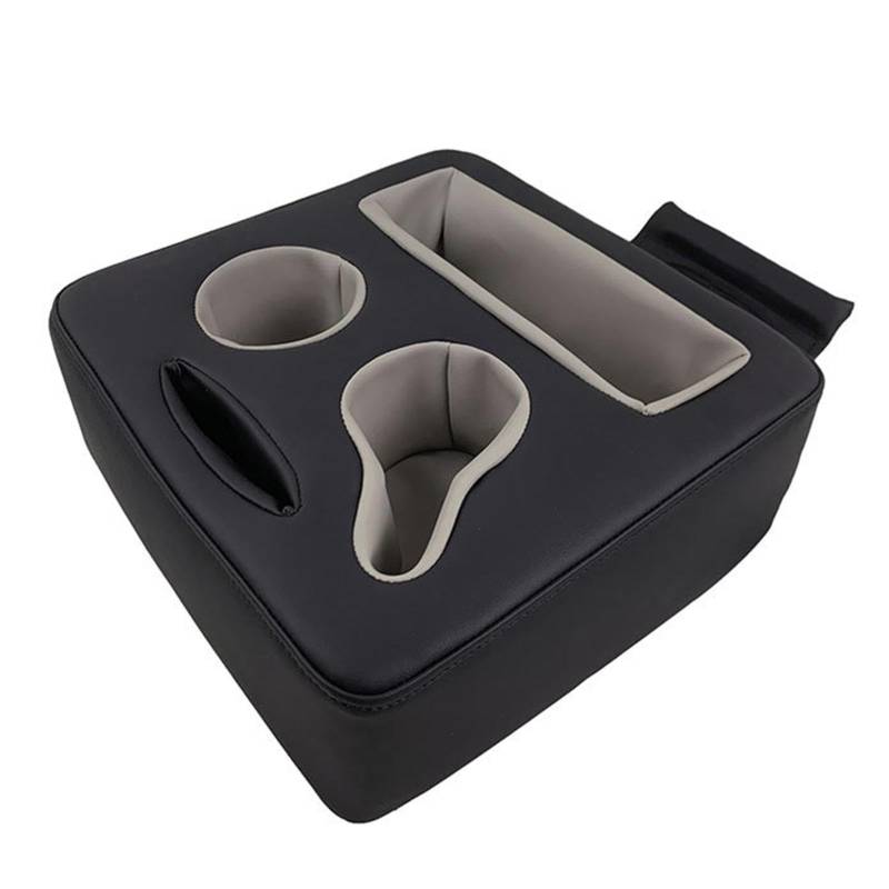 Car Cup Holder Storage Box, Artificial Leather Storage Box, Compact Cup Holder Armrest Box, Lightweight Armrest Height Pad for Boat Bed Sofa Storage Box, 400g, Black 30 x 29 x 4.33 cm von Rqrdww