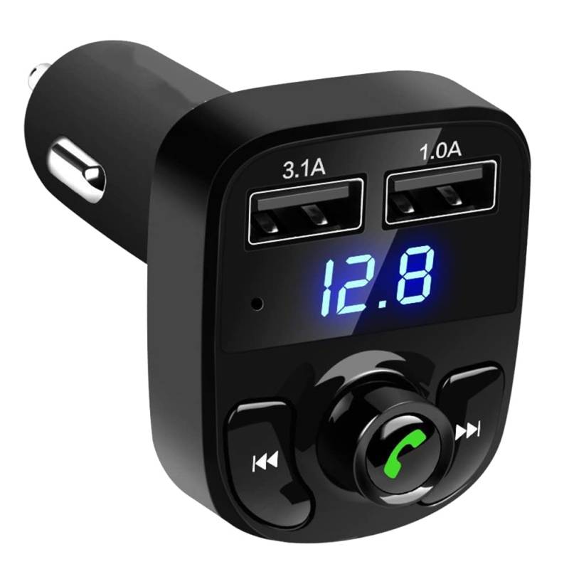 Rtppyakk 1 Stück X8 Auto Bluetooth FM Sender MP3-Player Multifunktionales Autoladegerät Autozubehör von Rtppyakk