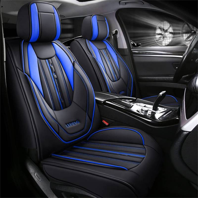 5-Sitz Auto Sitzbezüge Fit für Superb Full Set Kissen Leder vorne hinten Sitzschoner rutschfest wasserdicht langlebig Fahrzeug Sitzbezüge(Schwarz Blau) von Ruberpig