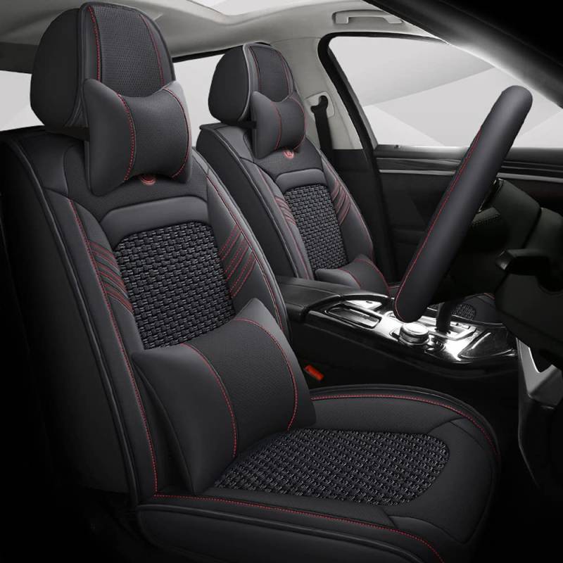 Ruberpig Autositzbezüge Für VW for Volkswagen Golf 3 5 6 7 Golf3 Golf5 Golf6 Golf7 Tour Variant 5-Sitzer kompletter Satz Sitzkissen Allwetter Autoteile Interieur (Schwarz,5 Sitzbezüge & Kopfstütze) von Ruberpig