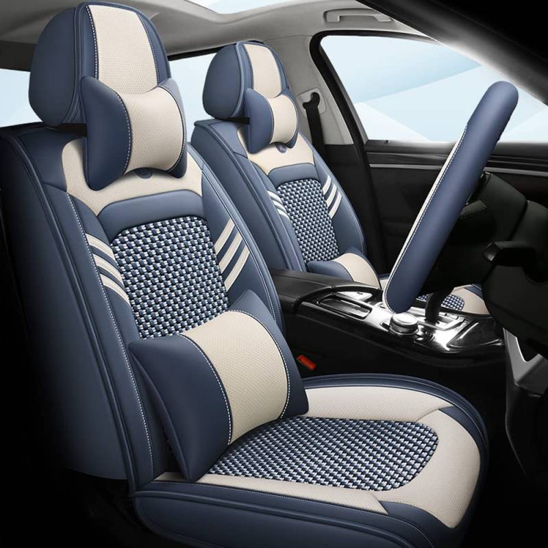 Ruberpig Autositzbezüge Für Citroen C5 2007-2024 5-Sitzer kompletter Satz Sitzkissen Allwetter Autoteile Interieur (Blau,5 Sitzbezüge & Kopfstütze) von Ruberpig