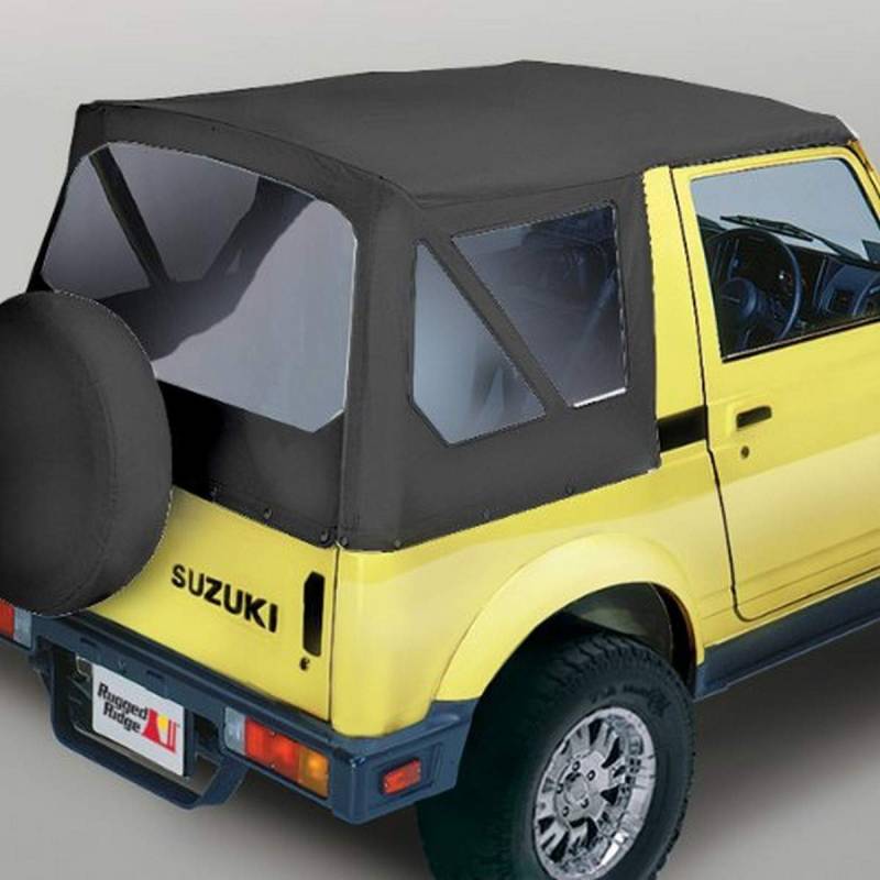 Rugged Ridge 53701.15 Soft Top, Black Denim, Clear Windows; 86-95 Suzuki Samurai von Rugged Ridge