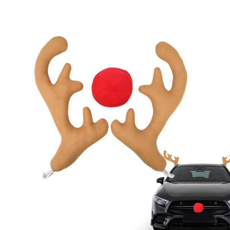 Auto-Weihnachts-Rentier-Geweih-Dekorationen – Rentier-Geweih Und Nasen-Auto-Set, Weihnachtliche Auto-Dekoration, Geweih, Geweih-Autozubehör Für Autos, Fahrzeuge von Ruhnjyg