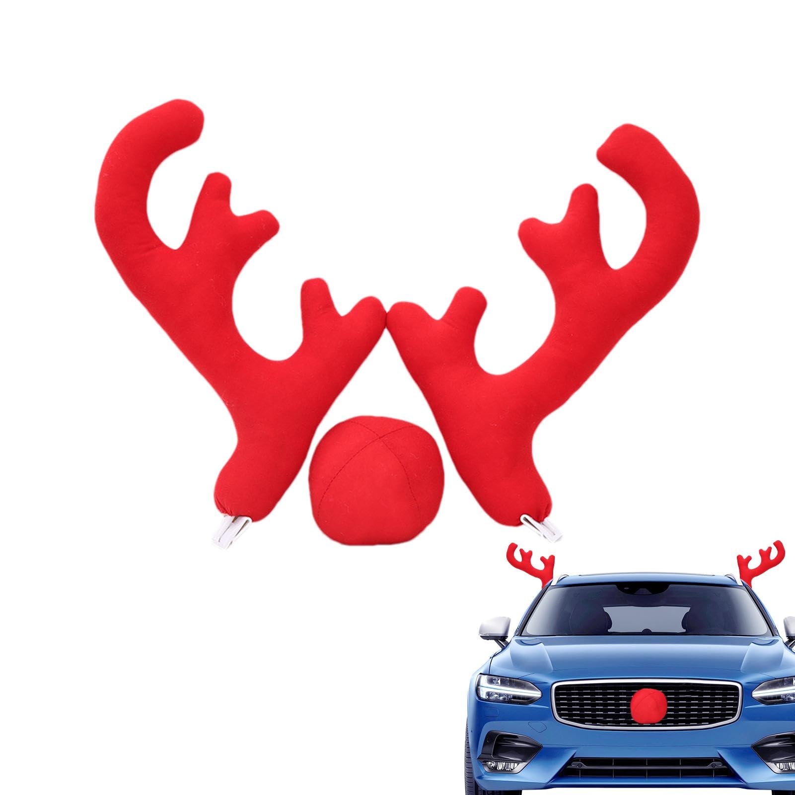 Auto-Weihnachts-Rentier-Geweih-Dekorationen – Rentier-Geweih Und Nasen-Auto-Set, Weihnachtliche Auto-Dekoration, Geweih, Geweih-Autozubehör Für Autos, Fahrzeuge von Ruhnjyg