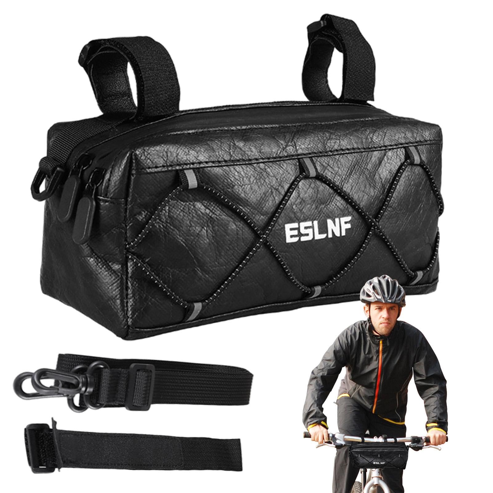 Ruhnjyg Kleine Fahrradtasche,Mountainbike-Tasche, Multifunktionale Fahrradtasche, Kleine doppellagige Fahrradtasche mit Wärmeisolationsschutz, tragbare Fahrradtasche mit Schultergurt von Ruhnjyg