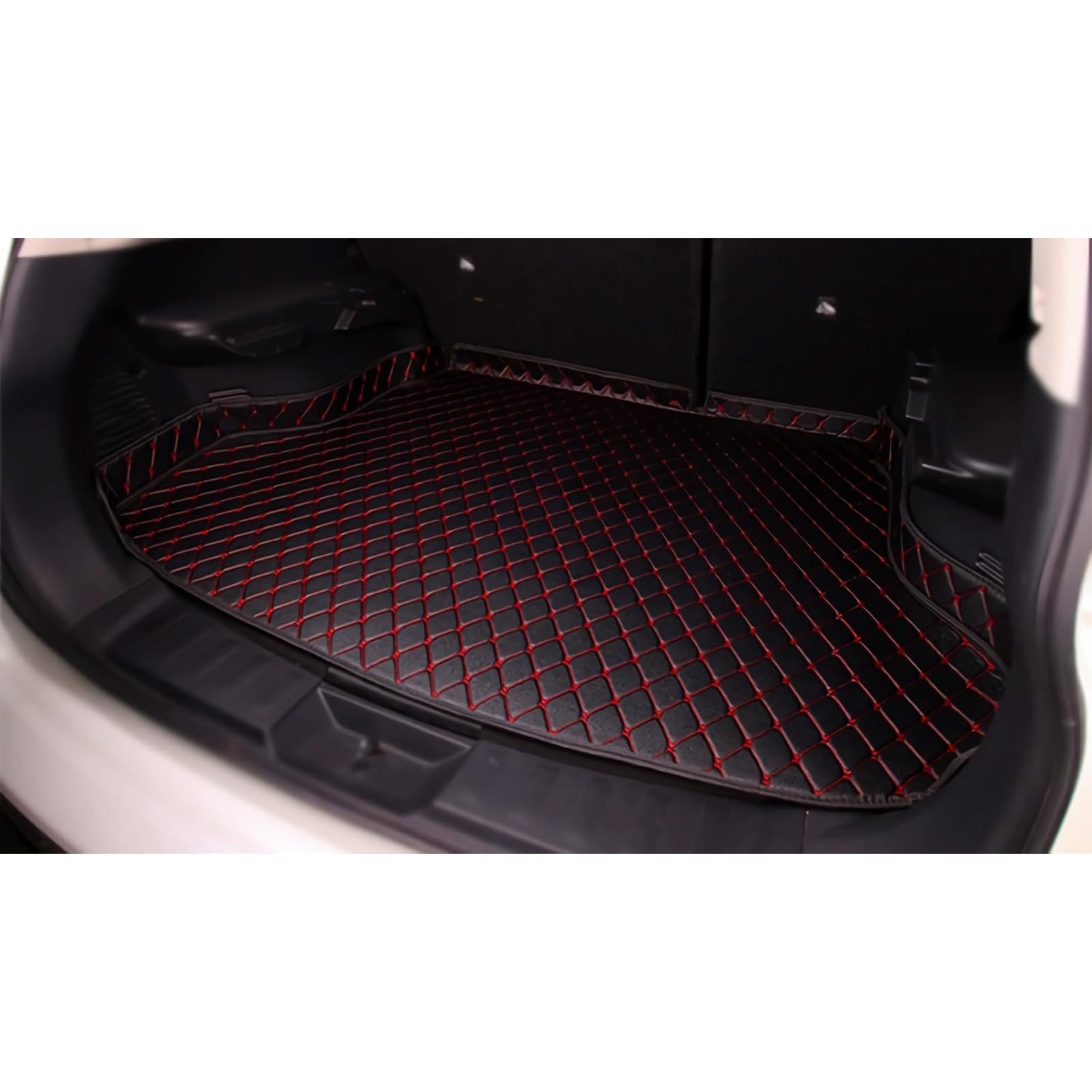 Auto Kofferraummatten für BMW 1 Series 4Door E82 2007-2011, Anpassen Leder Kofferraum Schutzmatten rutschfest Wasserdicht Kratzfest Cargo Teppich Autozubehör,A/Black Red von RuiYiL