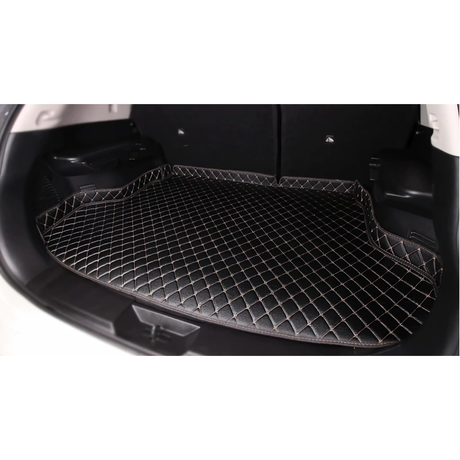 Auto Kofferraummatten für Toyota Vios 2008-2013, Anpassen Leder Kofferraum Schutzmatten rutschfest Wasserdicht Kratzfest Cargo Teppich Autozubehör,B/Black White von RuiYiL