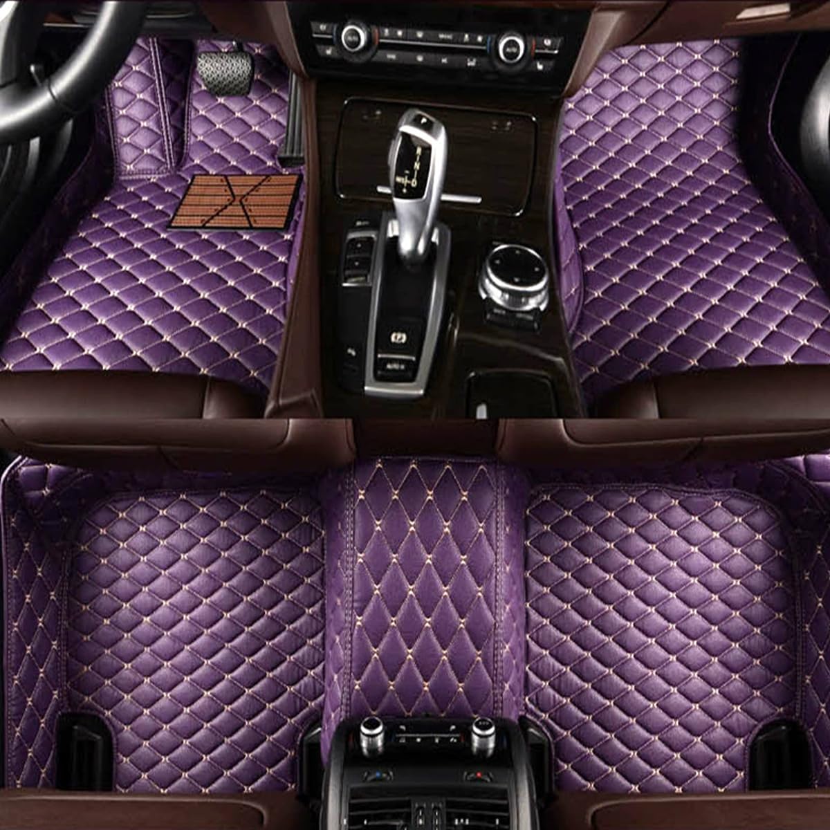 Nach Maß Auto Fußmatten für VW UP 2011-2016(LHD), PU-Leder Auto Matte Anpassbare Wasserdichtes Anti-Rutsch Fussmatten Set Innenraum ZubehöR,H/Purple von RuiYiL