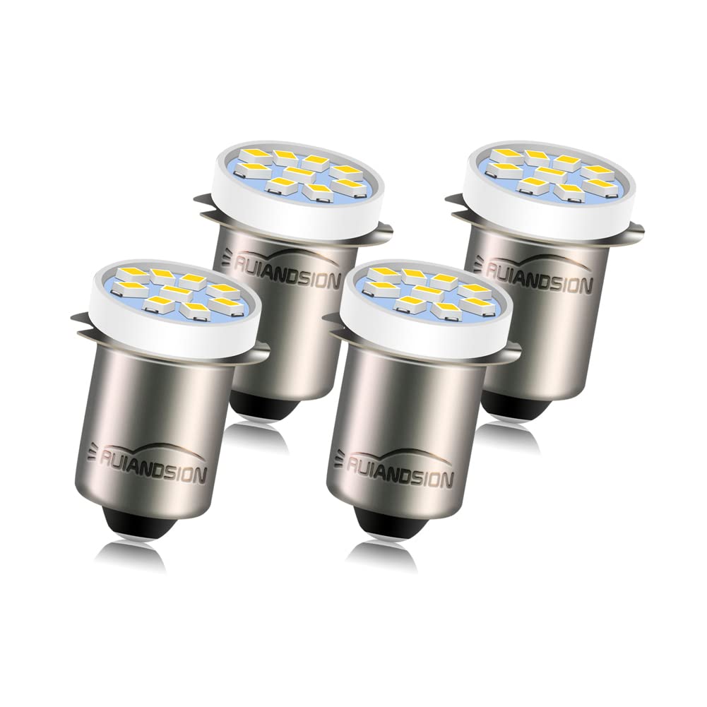 Ruiandsion P13.5S LED-Taschenlampenbirne Warmweiß 6V 2016 9SMD Ersatz für 4 Zellen Taschenlampen Taschenlampe Arbeitslicht, nicht polarisiert (4er Pack) von Ruiandsion