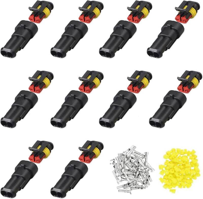 Ruikcoll 2 Polig Wasserdicht Schnellverbinder,Kabel Steckverbinder Stecker, Stecker Wasserdicht Steckverbinder, für Autos, Motorräder, Schnellboote,10 Pcs von Ruikcoll