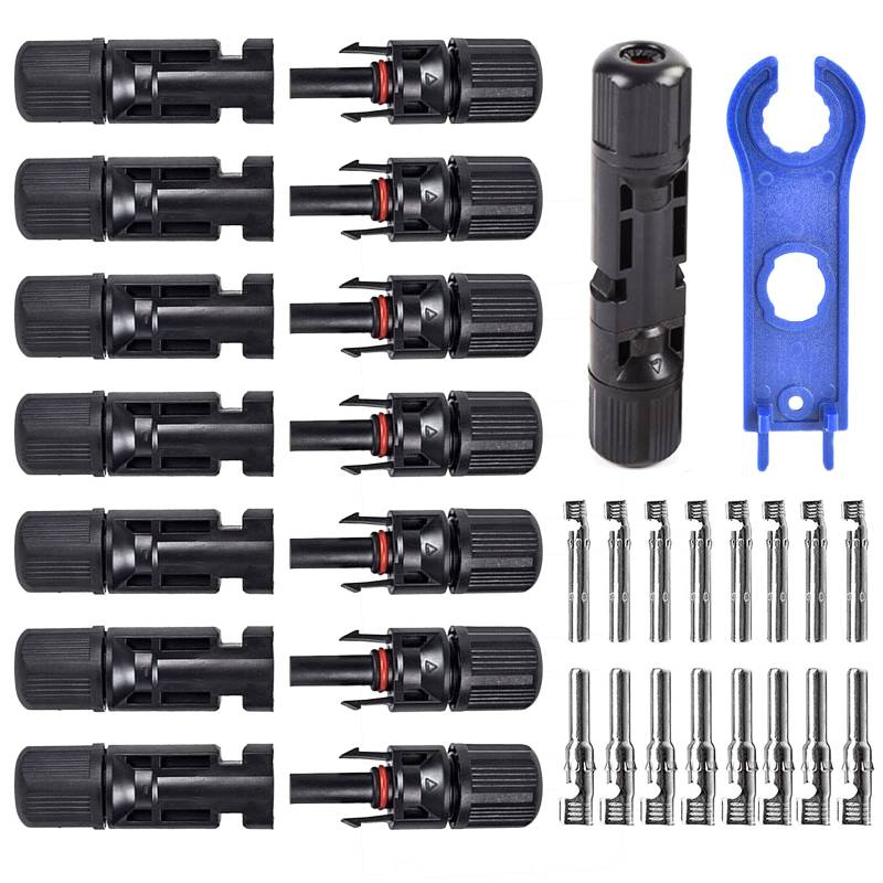 10 Paar Solarstecker Stecker Solar Photovoltaik Stecker Photovoltaik Steckverbinder mit Schraubenschlüssel für Solarpanelsysteme Solarpanel-Adapter(Schwarz) von Ruikdly