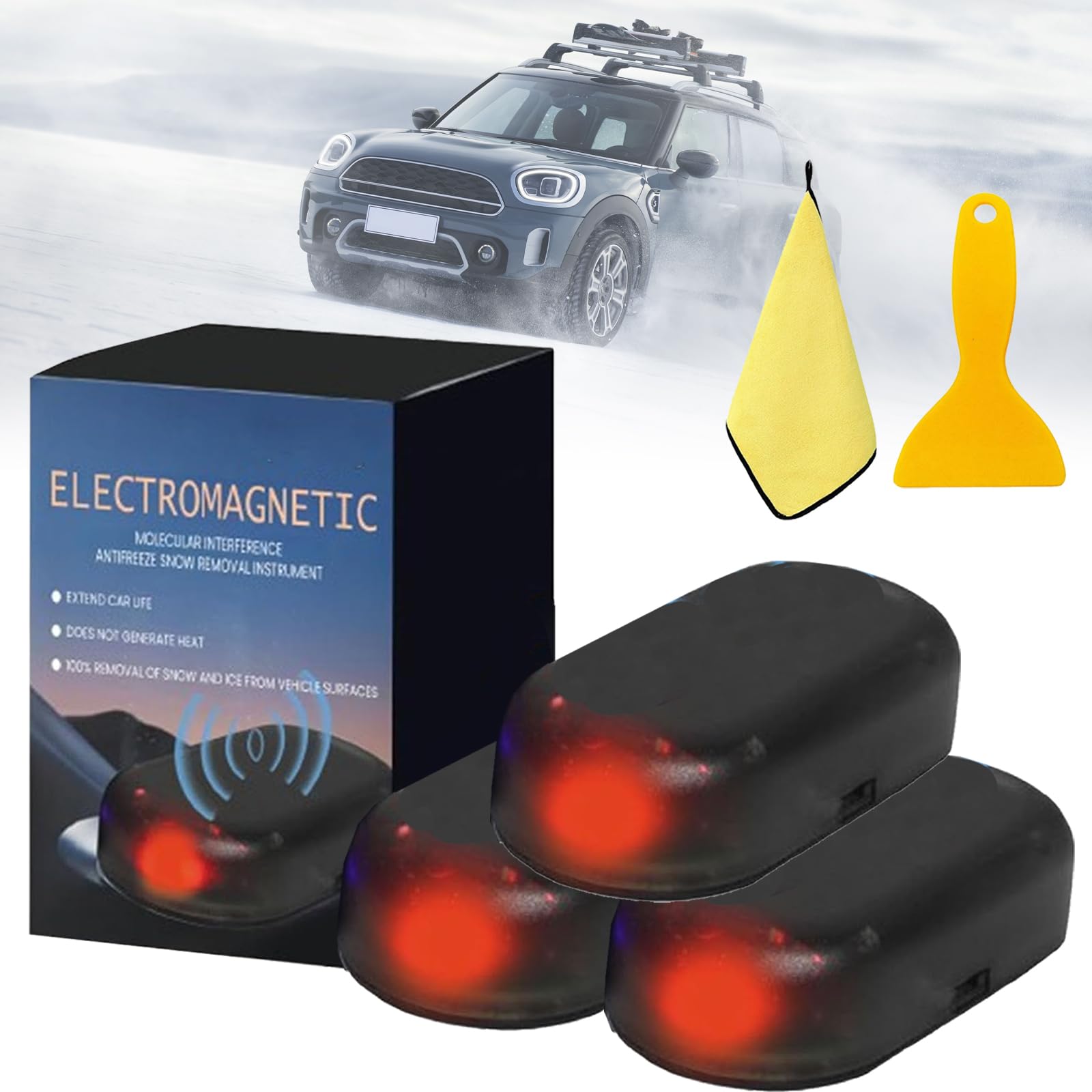 Enteisung 360, Elektromagnetischer Auto-Enteiser, Antifrost GeräT, Elektromagnetische Wellen-Antifrost- und SchneeräUmmaschine, Gefrierschutzinstrument Gegen StöRungen Durch Schnee und Eis (A*3PCs) von Ruileyou