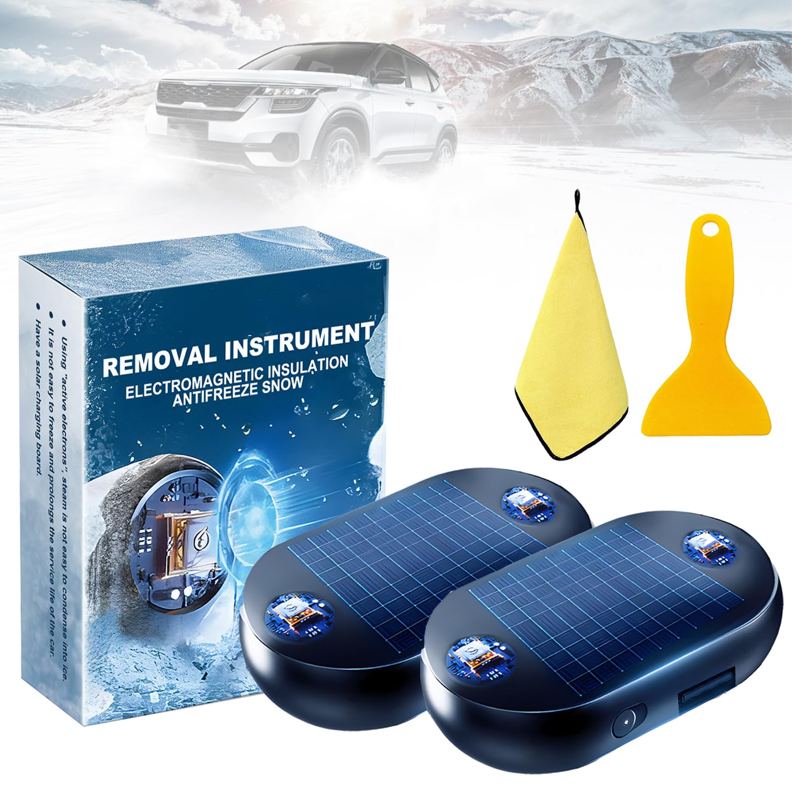 Enteisung 360, Elektromagnetischer Auto-Enteiser, Antifrost GeräT, Elektromagnetische Wellen-Antifrost- und SchneeräUmmaschine, Gefrierschutzinstrument Gegen StöRungen Durch Schnee und Eis (B*2Pcs) von Ruileyou