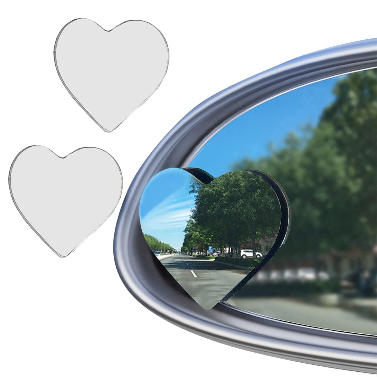 2 Stück Toter Winkel Spiegel Auto, Heart Shaped Blind Spot Mirrors for Cars, 360 ° Drehbarer, einstellbare HD konvexes Glas Auto Türspiegel Automotive Außenspiegel Für Alle Arten von Fahrzeugen (2PCS) von Ruiyete