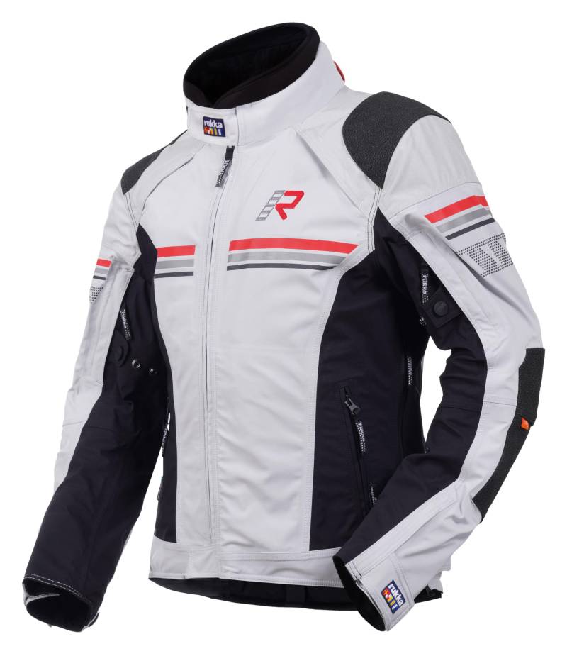 Rukka Motorradjacke Armatou-R wasserdichte Touringjacke, LIGHTGREY/RED, 54 von Rukka