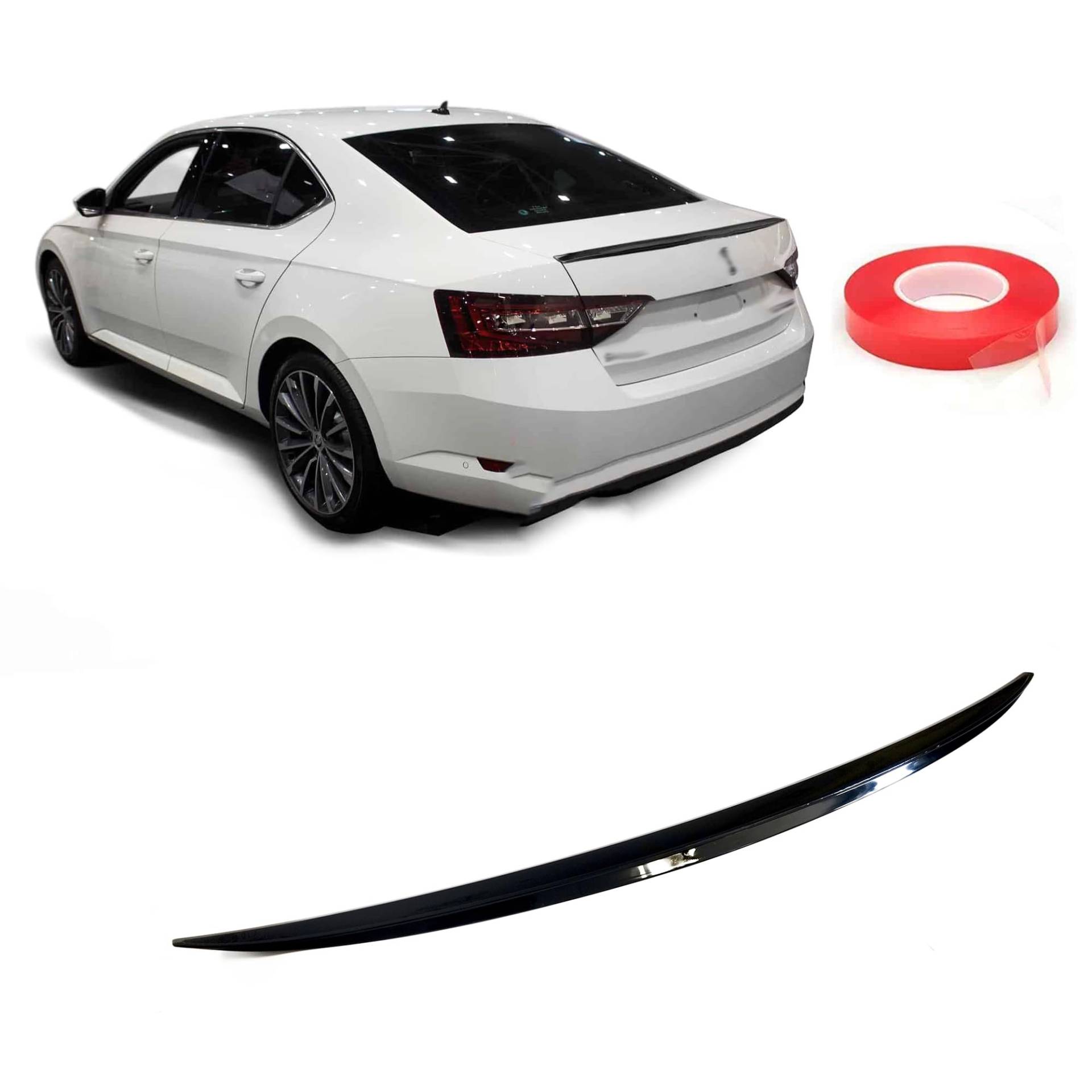 Rumplex Auto Kofferraum Heck Spoiler Kompatibel mit Skoda Superb 2015-2019 Heckspoiler Heckflügel Car Tuning Accessories Heckflügel Lippe Piano Schwarz Sport von Rumplex