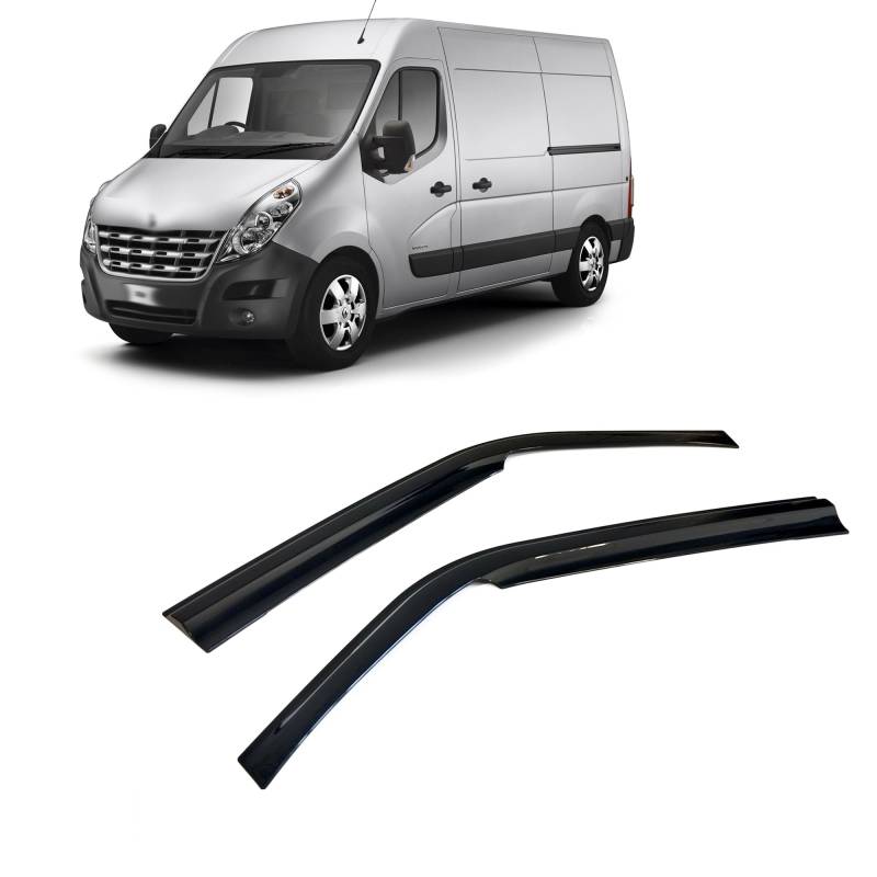 Rumplex Windabweiser Luftabweiser Regenabweiser Seitenfensterabweiser Kompatibel mit Renault Master 2010-2024 Autofenster Regenschutz Regenabweiser Anklebbare Deflektoren 2 Stück von Rumplex