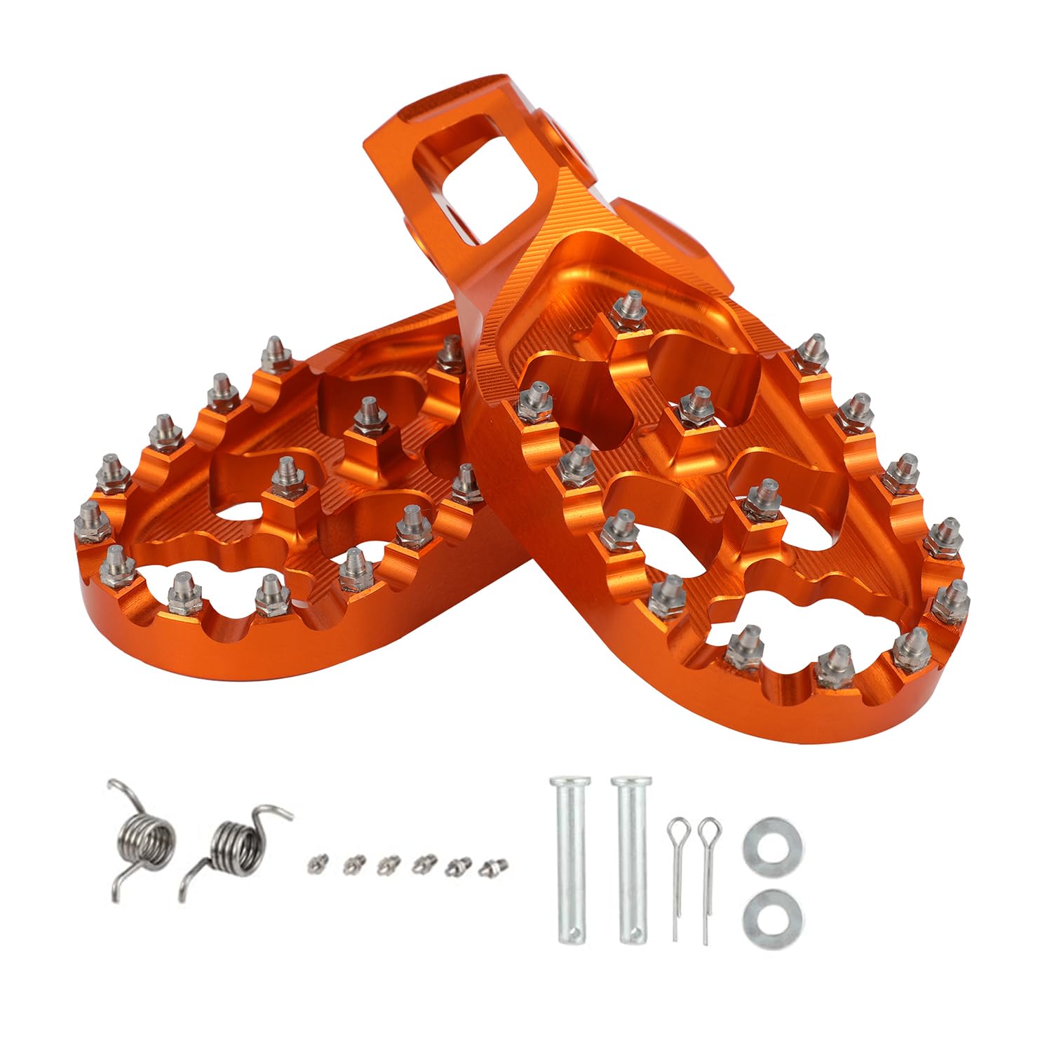 Dirt Bike Fußrasten, Motorrad, breite Fußrasten, Fußpedale, Ruhe, CNC-Aluminiumlegierung, mit Federn für 300EXC, Orange von Runfarr