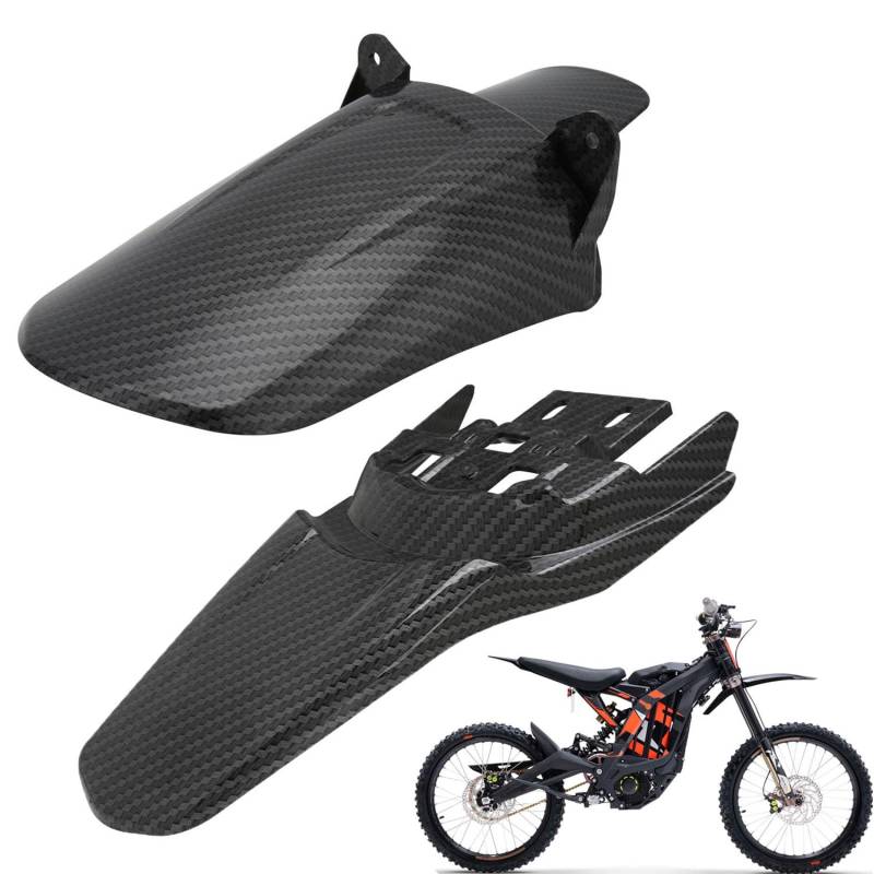 Dirt Bike Schutzblech,Motorrad Schutzblech Hinten Set,Hinterrad Schutzblech,Kotfluegel für Surron Sur Ron Sur-Ron Light Bee Elektro Dirt Bike-Karbonfaser Muster von Runfarr