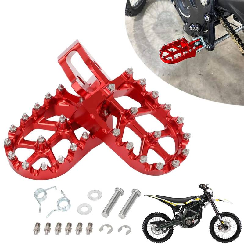 Runfarr Motorrad-Fußrasten, langlebiges CNC-Fußstützenpedal, Ersatz modifiziertes Kit für Sur-Ron Surron Ultra Bee Elektro Dirt Bike Rot von Runfarr