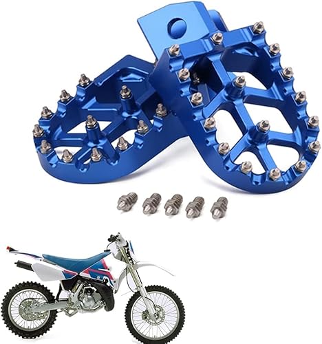 Motorrad Fußrasten Fußrasten Pedale CNC für YZ80 YZ125 YZ250 YZ500 YZ490 WR200 WR250 WR500 TTR90 TTR110 TR125 TTR250 XT250 Dirt Pit Bike-Blau von Runfarr