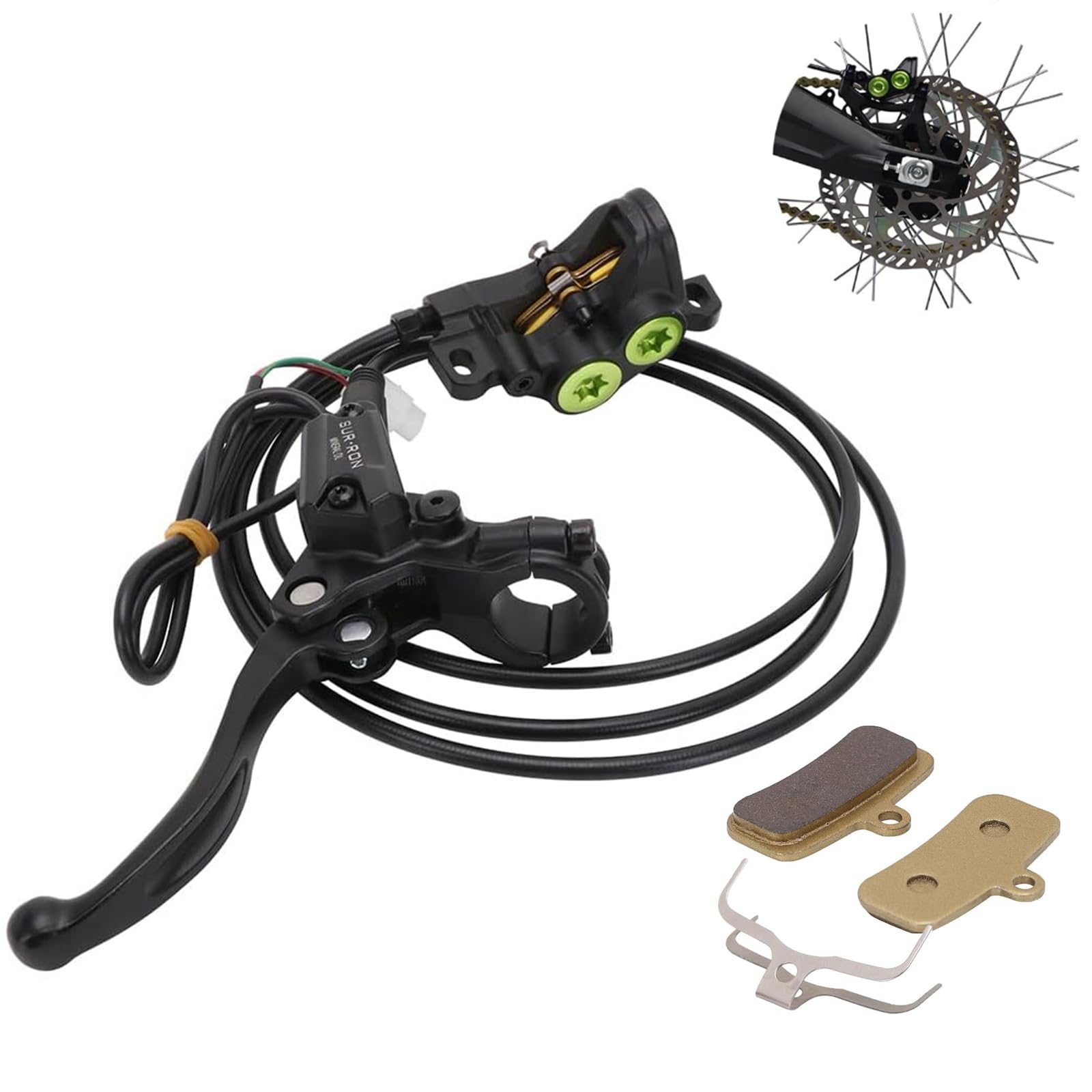 Motorrad Hinterradbremsen Set, Motorrad Bremshebel + Hauptbremszylinder Bremssattel Hintere Scheibenbremse + Bremsbeläge für Sur Ron Light Bee Sur-Ron X/S Elektro Dirt Bike von Runfarr