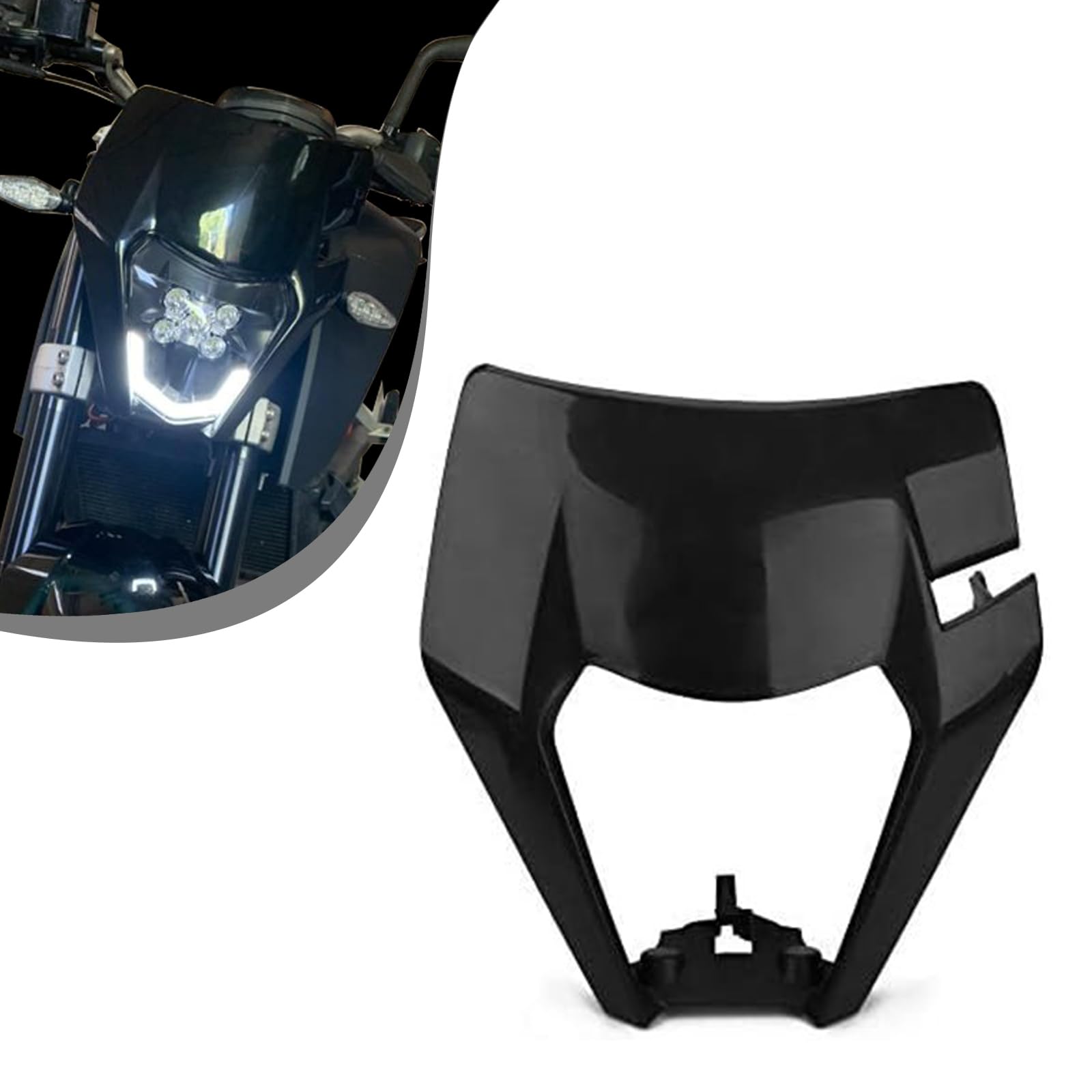 Runfarr Motorrad Scheinwerfermaske,Motorrad Lichtmaske Lampenschirm für 125 150 250 300 350 450 500 EXC XCW EXC-F 2017 2018 Dirt Bike Enduro Motocross Supermoto-Schwarz von Runfarr