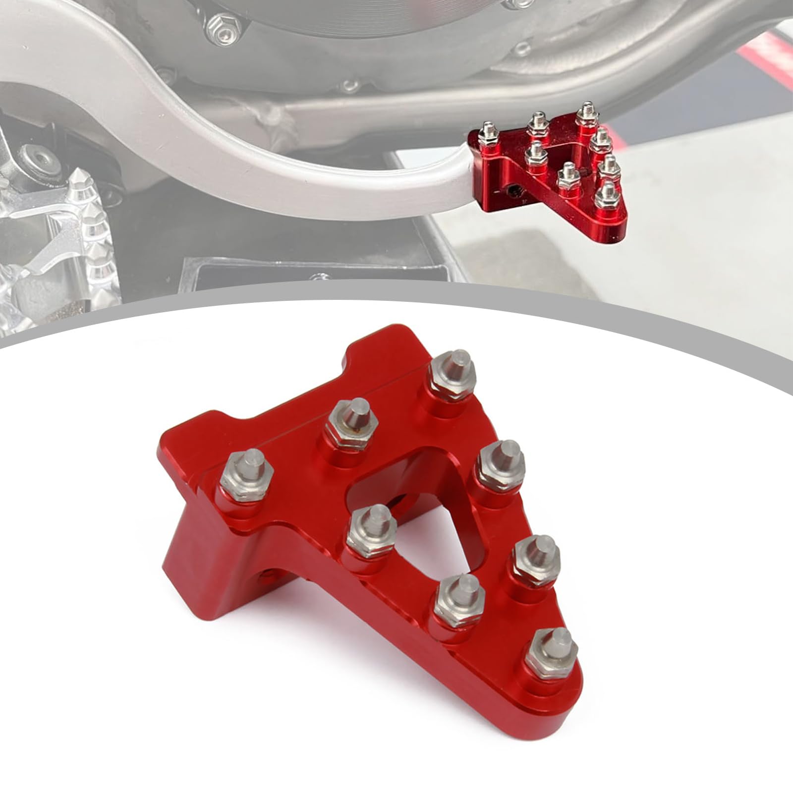 Runfarr Motorrad Bremspedal, CNC Aluminium Billet Motorrad Hinterrad Bremshebel Stufenspitze für Pit Bike Dirt Bike Motocross Enduro Supermoto-Rot von Runfarr