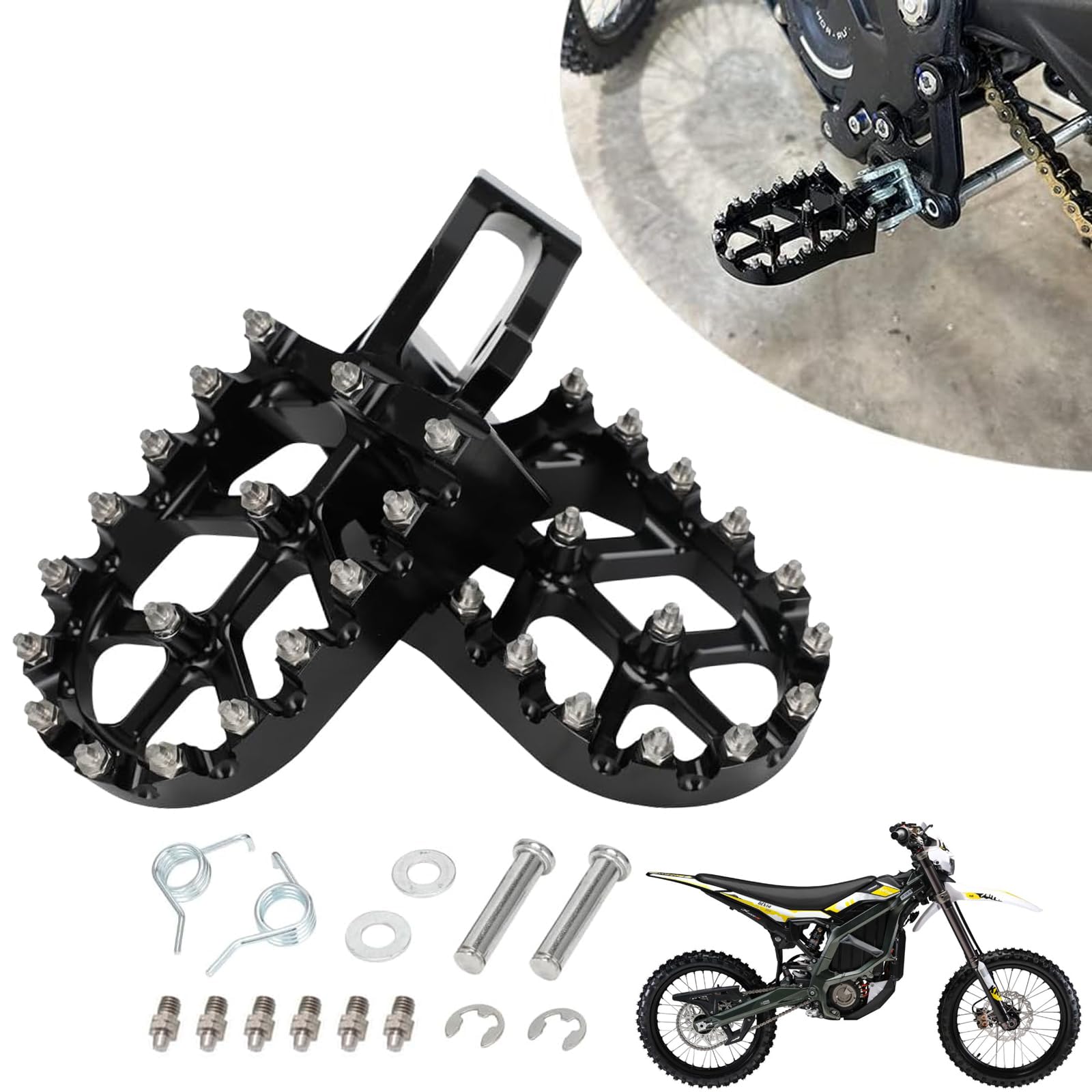 Motorrad-Fußrasten, langlebiges CNC-Fußstützenpedal, Ersatz modifiziertes Kit für Sur-Ron Surron Ultra Bee Elektro Dirt Bike Schwarz von Runfarr