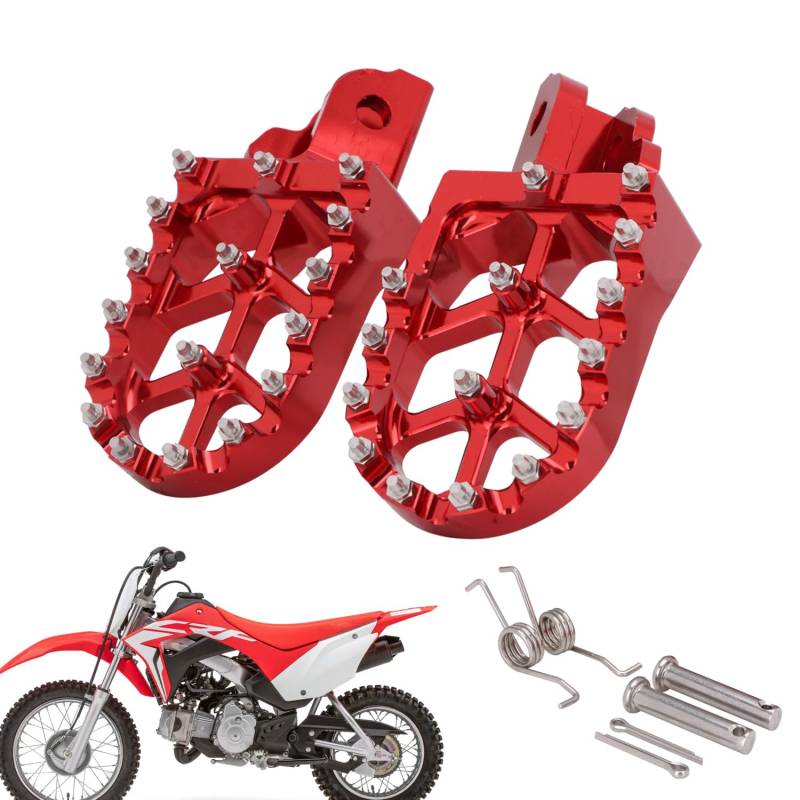 Runfarr Motorrad Fußrasten,Rot Fußrasten,Fußpedale aus CNC-Aluminium für CRF110F 2013–2022 CRF125F 2014–2023 von Runfarr