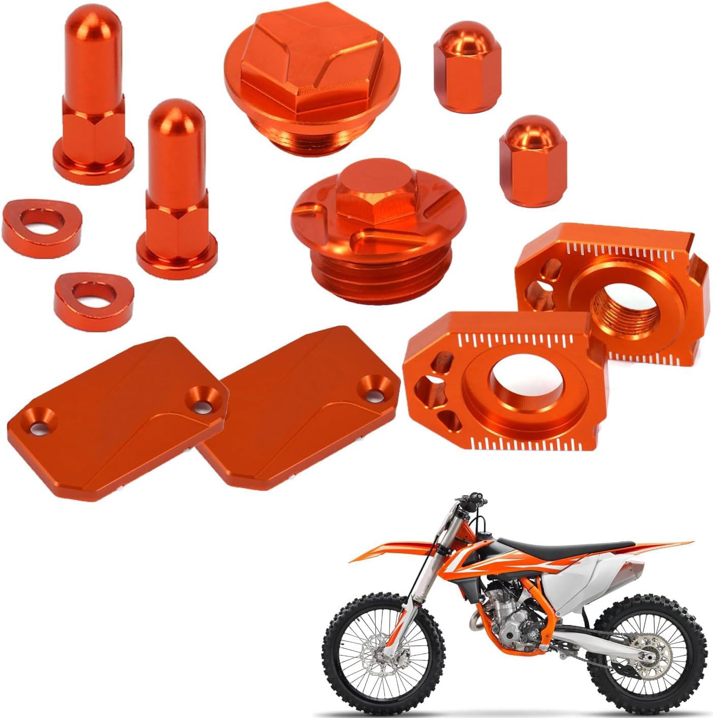 Runfarr Motorrad Hinterachsblock Bremsbehälter Vorderflüssigkeitsdeckel Bremsbehälterdeckel Teilesatz CNC für 250 SX-F XCF-W EXC-F 350 SX-F XC-F XCF-W 450 SX-F XC-F von Runfarr