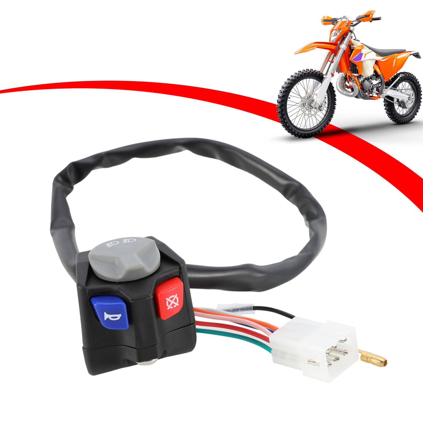 Runfarr Motorrad-Lenkerschalter, Plug&Play EIN/Aus-Schalter Griffsteuerung Zündstoppschalter für EC ECF EXC XC-W SC SXC SMC TE FE TX FX Dirt Pit Bike von Runfarr