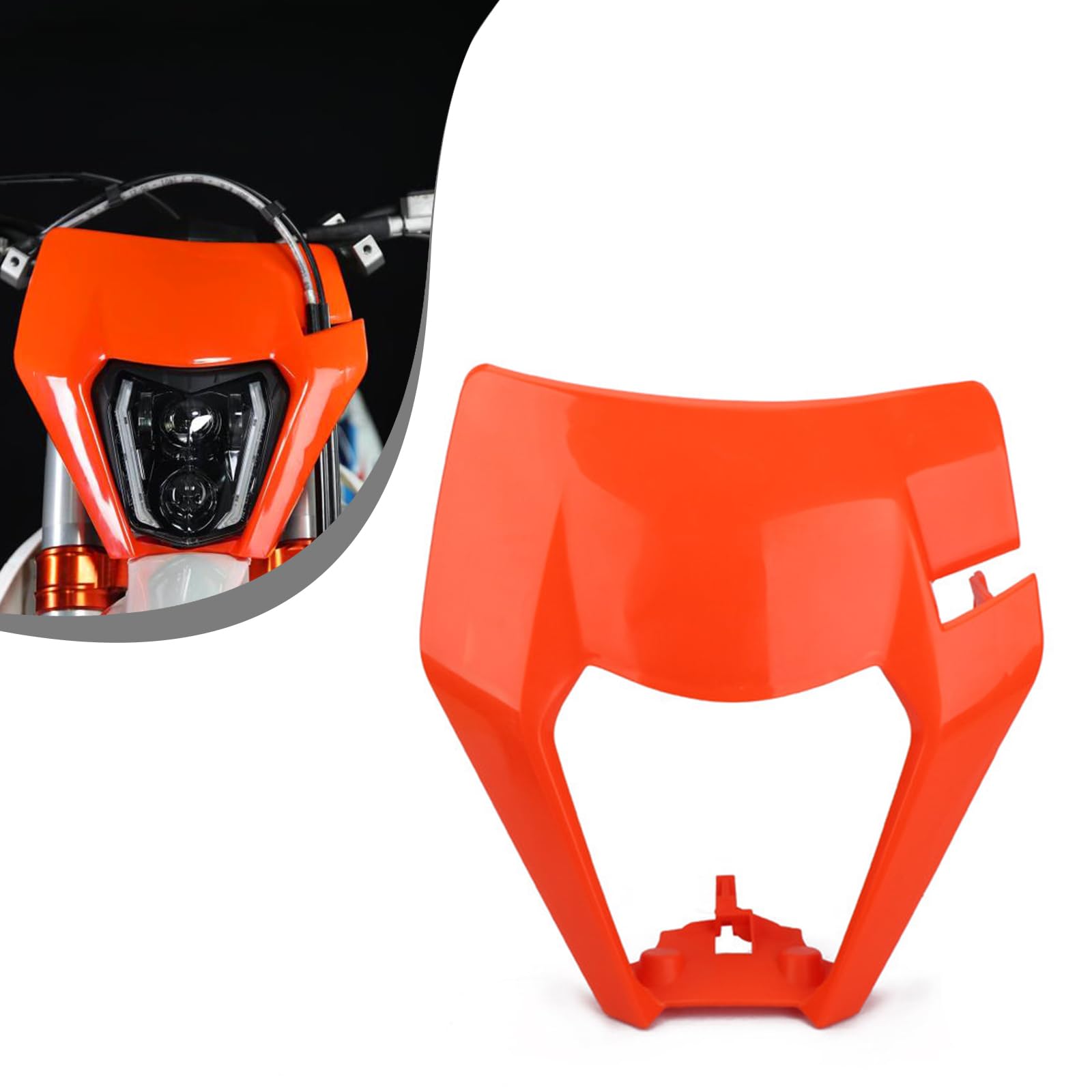 Runfarr Motorrad Scheinwerfermaske,Motorrad Lichtmaske Lampenschirm für 125 150 250 300 350 450 500 EXC XCW EXC-F 2017 2018 Dirt Bike Enduro Motocross Supermoto-Orange von Runfarr