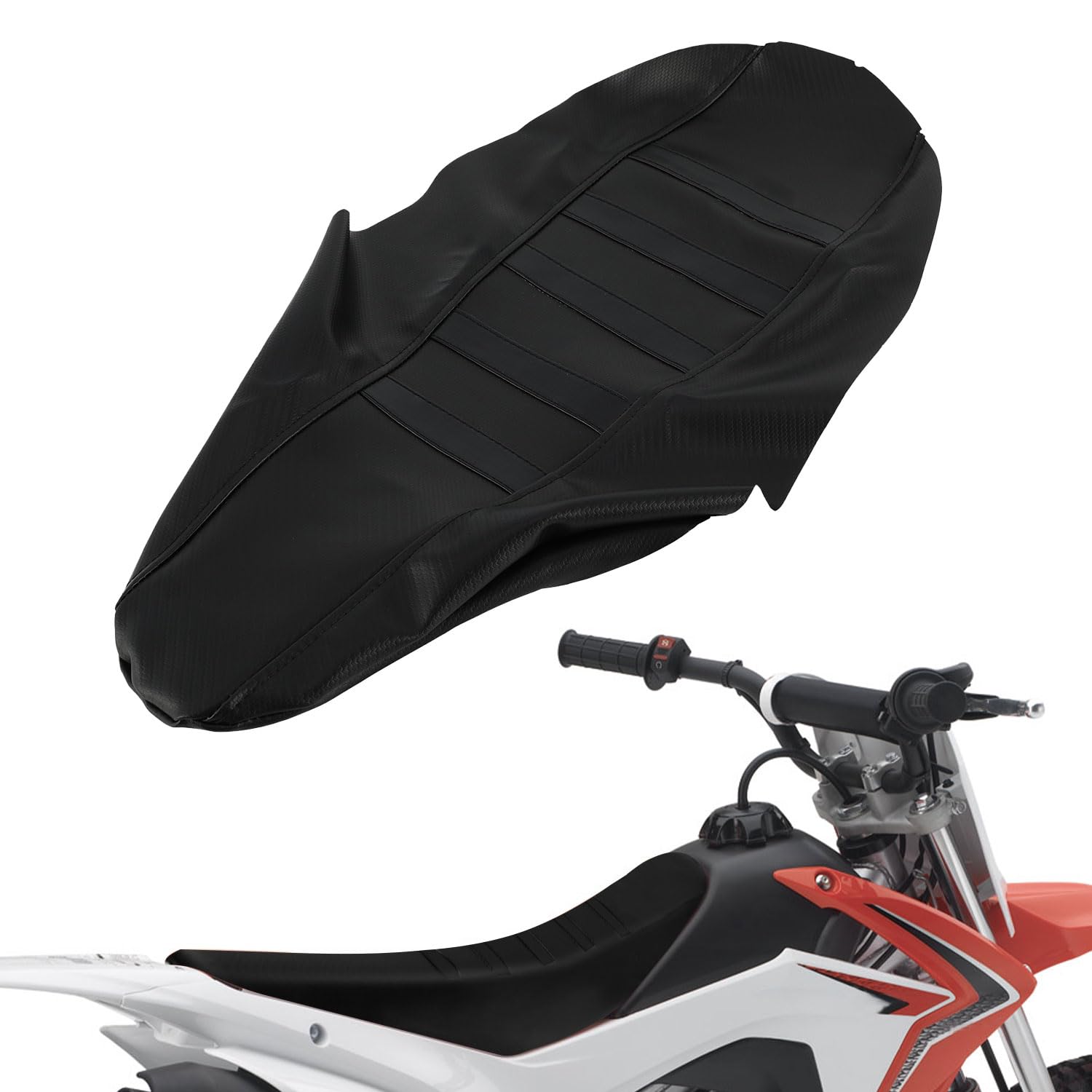 Runfarr Motorrad-Sitzbezug, Anti-Rutsch-Sitzkissenbezug für CRF110F/CRF125F 2023-2025 - Schwarz von Runfarr