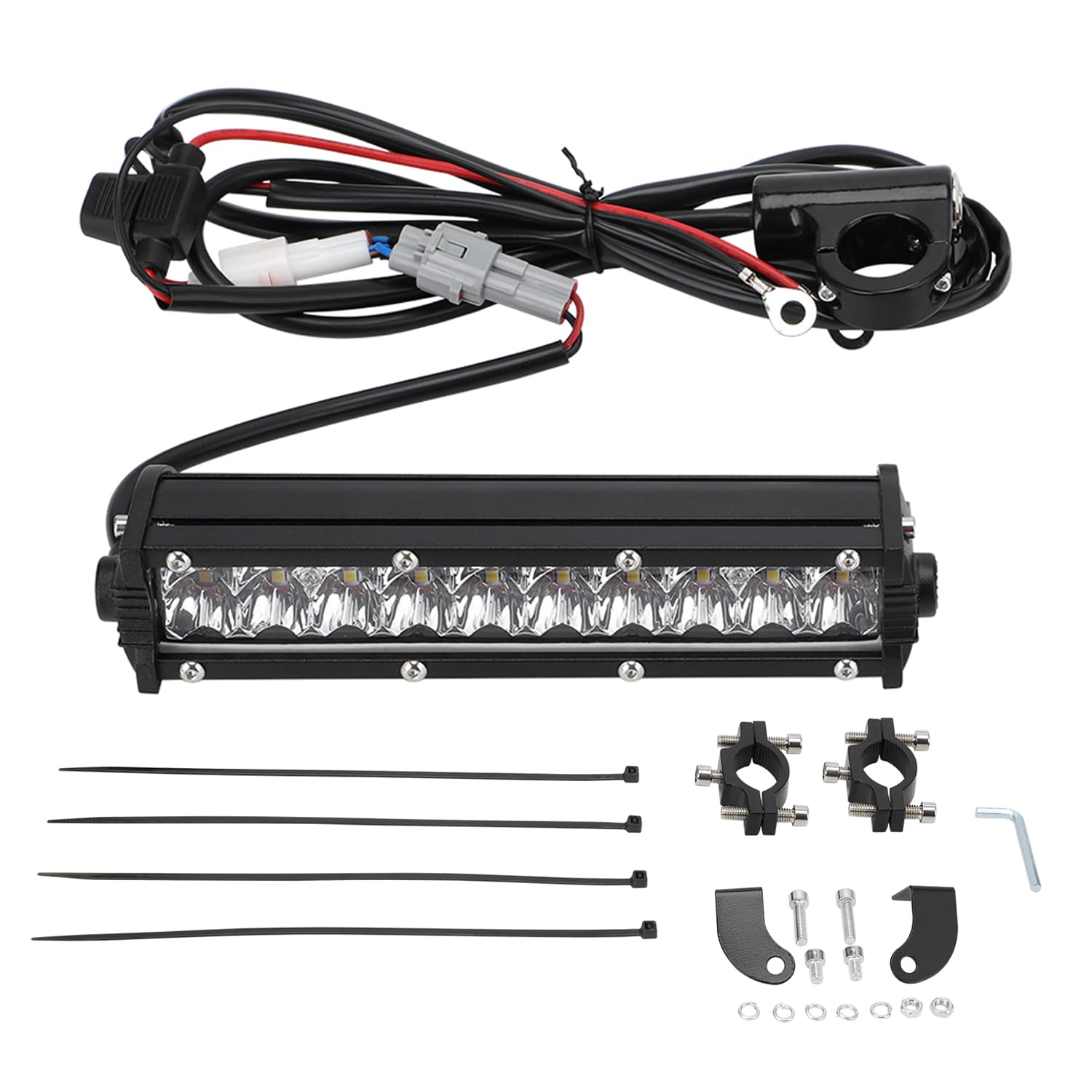 Zweireihige Lichtleiste, 20,3 cm 10–30 V Wasserdicht Off-Road Licht mit Kabelbaum-Set, universell für die meisten 7/8-Zoll-Lenker YZ125 YZ250F WR250F KLX110 CRF110F Dirt Pit Bike von Runfarr