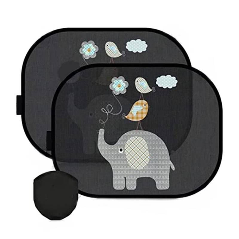 Runioney Auto-Sonnenschutz Baby mit UV-Schutz, Autofenster-Sonnenschutz für Kinder mit Niedlichen Tiermotiven, 44 X 36 cm, 2Er-Set von Runioney