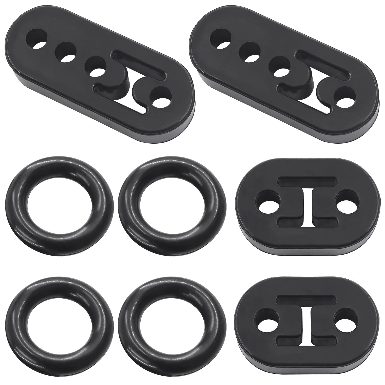 Rustark 8Pcs Car Exhaust Rubber Hangers Muffler in 2 Holes and 4 Holes with High Density Rubber Muffler O Ring, Insulator Muffler Bracket Bushing Mount for Car Truck von Rustark